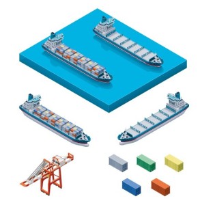 Vector Cartoon Cargo Ships and Containers