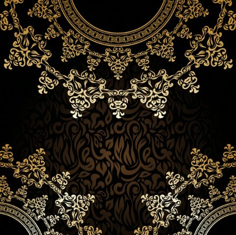 Vintage Golden Vector Floral Frames 03