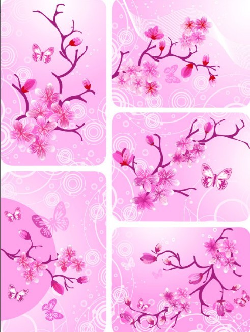 Classical Vector Pink Peach Blossom Card Background