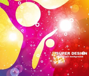 Retro Brightly Colored Abstract Vector Background 03