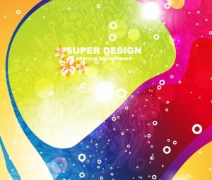Retro Brightly Colored Abstract Vector Background 04