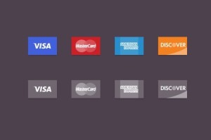 4 Flat Credit Card Icons PSD
