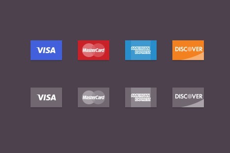 4 Flat Credit Card Icons PSD