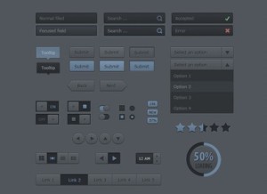 Dark Blue Web UI Kit PSD