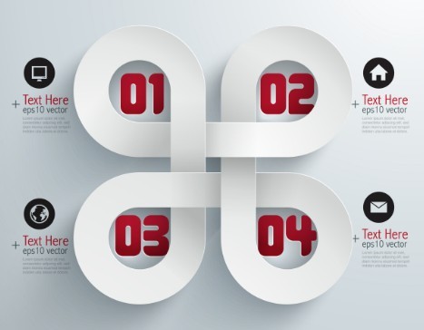 Stylish Infographic Origami Numeric Label Elements 03