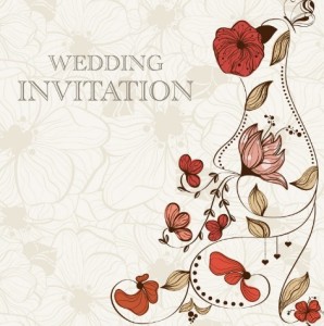 Vintage Wedding Invitation Card with Floral Background 01