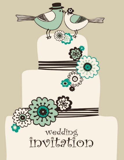 Vintage Wedding Invitation Card with Floral Background 02