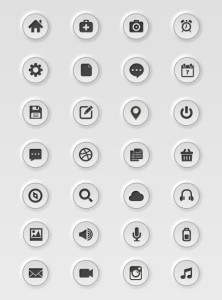 White Embossed Web Icon Set PSD