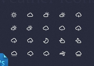 Clean Minimal Weather Icon Set PSD