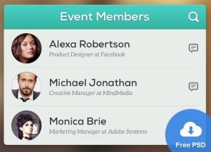 Event Members Interface PSD