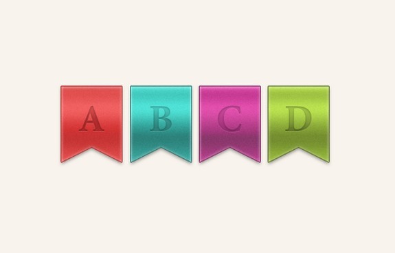 4 Colored Bookmark Ribbons PSD