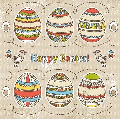 Colorful Easter Egg Background Vector 02