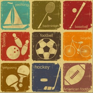 Set Of Vector Retro Vintage Sports Icons