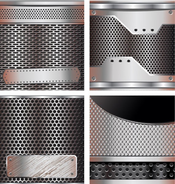 Vector Glossy Pierced Steel Metal Background 02