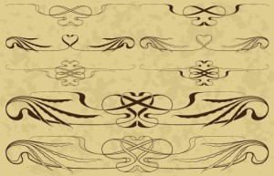 Vintage Line Art Floral Borders Vector 01