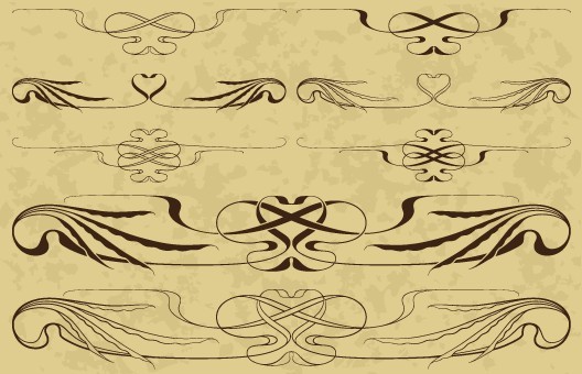 Vintage Line Art Floral Borders Vector 01