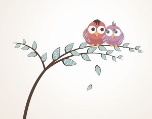Cute Cartoon Birds Vector Illustration