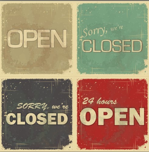 Vintage Retail Stop Open Closed Icons Vector