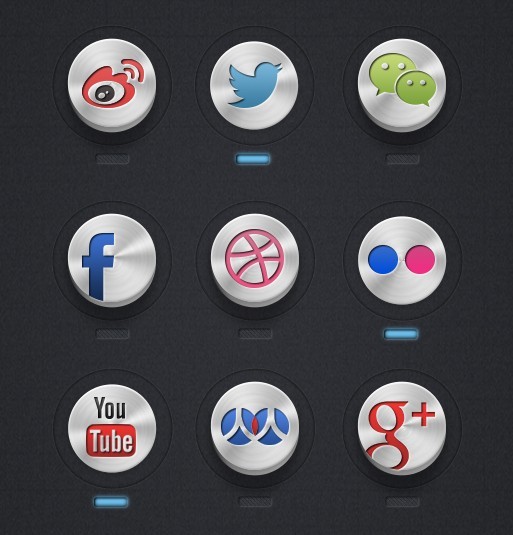 3D Metal Social Media Icons