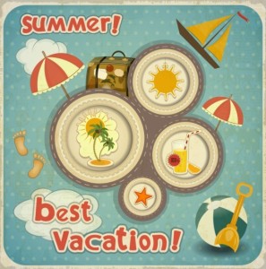 Retro Vector Summer Vacation Elements