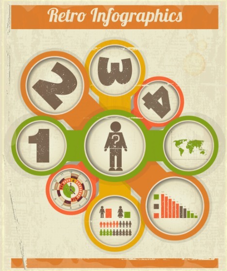 Retro World Population Infographic Elements