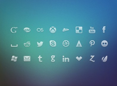 Elegant White Social Icons PSD