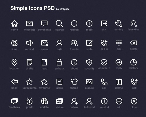 Free Minimal White Web Icon Set PSD - TitanUI