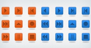 Orange and Blue Media Control Buttons PSD