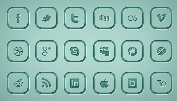 3D Blue Social Media Icon Set