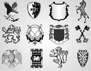 Black and White Vector Shield Shapes