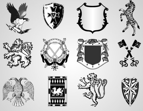 Black and White Vector Shield Shapes