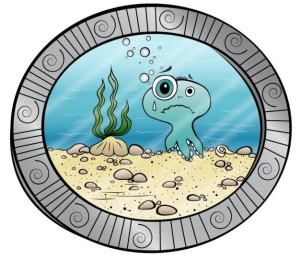 Lovely Cartoon Submarine and Octopus