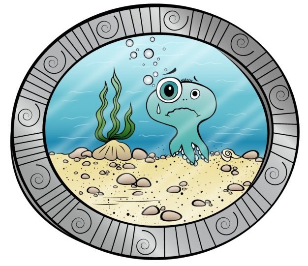 Lovely Cartoon Submarine and Octopus
