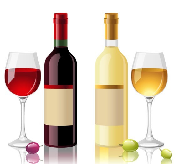 Vector Glossy Wine and Wineglass Elements 01