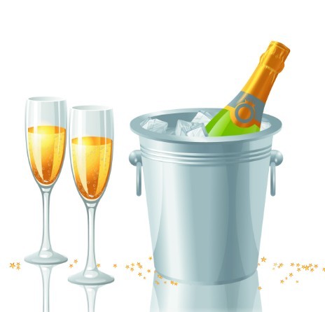 Vector Glossy Wine and Wineglass Elements 02