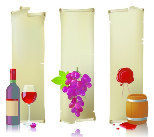 Vector Glossy Wine and Wineglass Elements 04