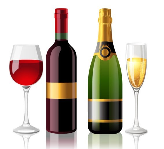 Vector Glossy Wine and Wineglass Elements 05