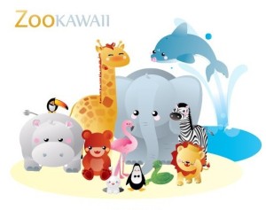 Vector Kawaii Zoo Animals