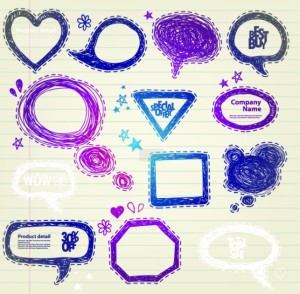 Lovely Cartoon Hand Drawn Floral Speech Bubbles Vector 01