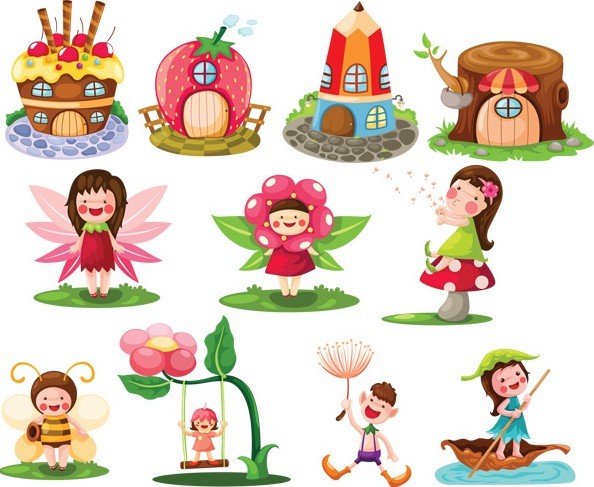 Lovely Cartoon Kids Vector Illustrations