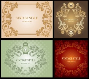Simple Vintage Style Vector Floral Frames and Borders