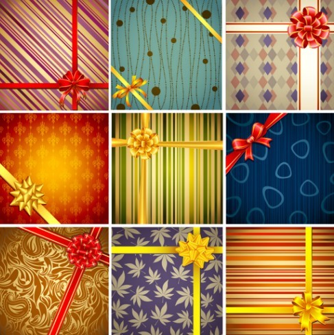 Vector Creative Holiday Backgrounds With Bows and Ribbons 01