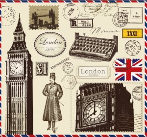 Vector Stamp and Postcard Set Of London Symbols 01