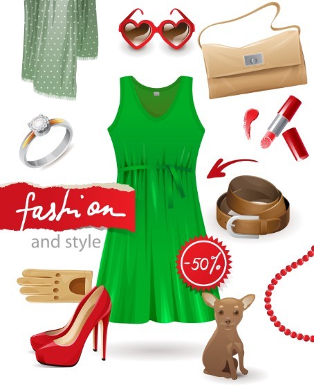 Women's Fashion And Style Elements Vector 02