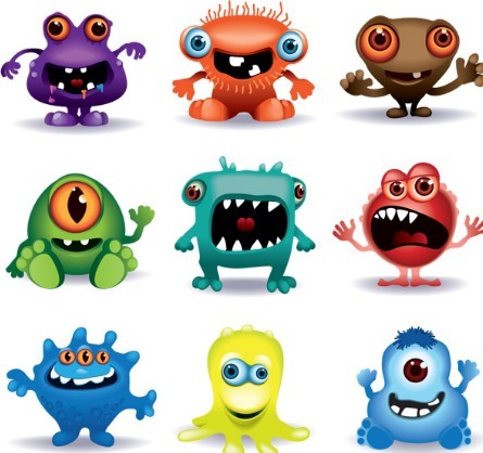 Lovely Cartoon Grimace Icons Vector 01