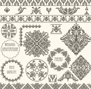 Vector Vintage Floral Border and Corner Design Elements 05