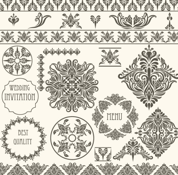Vector Vintage Floral Border and Corner Design Elements 05