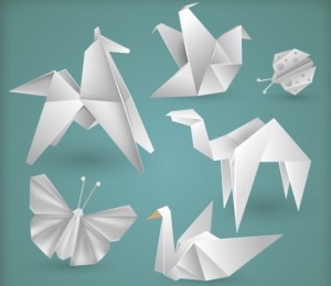 Vector White Origami Animals