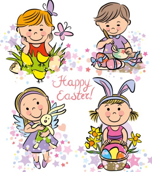 Cartoon Happy Easter Vector Illustration