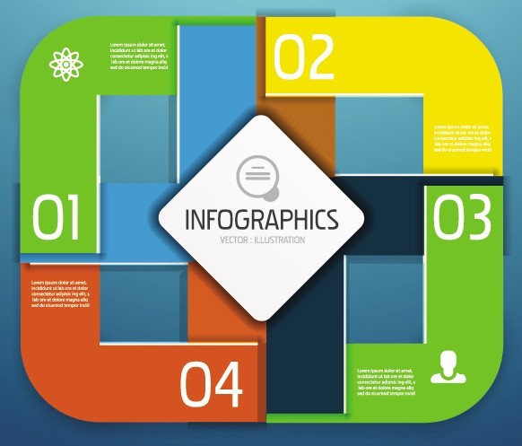 Vector Colorful Inforgraphic Step Circle Elements 01